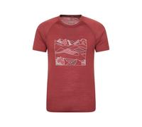 Mountain Warehouse Quest Mens Merino Printed T-Shirt - Front Print Casual Tee, Soft Merino Blend Top, Antibacterial, Quick Dry - Best for Outdoors, Hiking & Travelling Burgundy 2XL