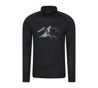 Mountain Warehouse 'Quest' Mens Merino Printed T-Shirt Long Sleeve Thermal Active Tee Black - Size X-Large