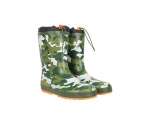 Mountain Warehouse Rainbow Winter Kids Wellies - Fleece Lined & Waterproof Rainboots with Drainage Outsole - Autumn Winter, Hiking, Trekking, Outdoors & Walking Khaki Junior Shoe Size 1