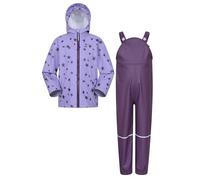 Mountain Warehouse Raindrop Kids Waterproof Jacket & Trousers Set - Breathable & Lightweight Rain Coat & Pants with Side Pockets - Spring Summer, Walking & Outdoors Purple Kids Size 3-4 Years