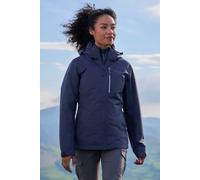 Mountain Warehouse Rainforest Womens Jacket -Waterproof Rain Coat with Pockets & Adjustable Hem, Mesh lined, Packaway Hoodie - For Autumn, Winter & Outdoors Blue Women's Size 18