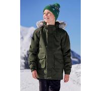 Mountain Warehouse Ranger Plain Kids Water Resistant Jacket - Elasticated Cuffs & Hem, Adjustable Hood, Boys & Girls - Best for Autumn, Winter, Outdoors & Hiking Green Kids Size 11-12 Years