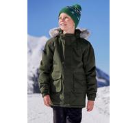 Mountain Warehouse Ranger Plain Kids Water Resistant Jacket - Elasticated Cuffs & Hem, Adjustable Hood, Boys & Girls - Best for Autumn, Winter, Outdoors & Hiking Green Kids Size 7-8 Years