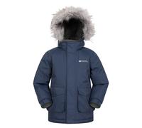Mountain Warehouse Ranger Plain Kids Water Resistant Jacket - Elasticated Cuffs & Hem, Adjustable Hood, Boys & Girls - Best for Autumn, Winter, Outdoors & Hiking Indigo Kids Size 7-8 Years