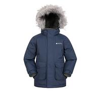 Mountain Warehouse Ranger Plain Kids Water Resistant Jacket - Elasticated Cuffs & Hem, Adjustable Hood, Boys & Girls - Best for Autumn, Winter, Outdoors & Hiking Indigo Kids Size 7-8 Years