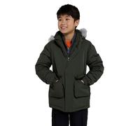 Mountain Warehouse Ranger Plain Kids Water Resistant Jacket - Elasticated Cuffs & Hem, Adjustable Hood, Boys & Girls - Best for Autumn, Winter, Outdoors & Hiking Green Kids Size 3-4 Years