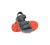 Mountain Warehouse Reef 3 Strap Kids Sandals - Neoprene Lined Boy & Girls Beach Shoes, Durable Sandals, Hook & Loop, Quick Dry Footwear - Spring Summer Walking Dark Khaki Junior Shoe Size 2