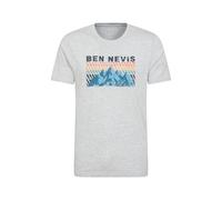 Mountain Warehouse Regional Mens Ben Nevis Graphic T-Shirt Breathable Casual Everyday Tee Light Grey Cotton - Size Large