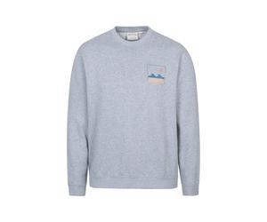 Mountain Warehouse Regional Mens Cornwall Graphic Sweatshirt Crew Neck Comfy Pullover Light Grey Cotton - Size Small