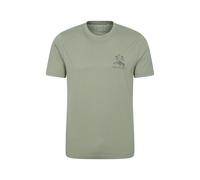 Mountain Warehouse Regional Mens Lake District T-Shirt Crew Neck Breathable Everyday Tee Khaki Cotton - Size Small