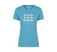 Mountain Warehouse Regional Womens Cornwall Graphic Tee Breathable Casual Everyday T-Shirt Medium Blue Cotton - Size 8 UK