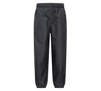 Mountain Warehouse Ripstop Kids Waterproof Fleece Lined Trousers - Breathable & Elasticated Bottoms with Taped Seams for Boys & Girls - for Autumn Winter & Wet Weather Black Kids Size 7-8 Years