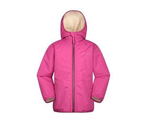 Mountain Warehouse Robin Kids Water Resistant Borg Lined Jacket - Soft Borged Lining Coat with Micro-fiber Filling, Boys & Girls - Autumn Winter, Hiking & Outdoors Berry Teen Size 13 Years