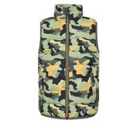 Mountain Warehouse Rocko Kids Printed Padded Gilet - Water Resistant, Microfibre Childrens Jacket, Insulated Vest, Boys & Girls - Autumn, Winter Dark Khaki (Printed) Kids Size 2-3 Years