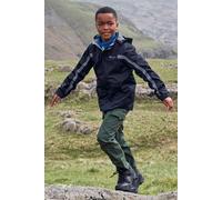 Mountain Warehouse Samson Kids Waterproof Jacket - Taped Seams Rain Jacket, Adjustable Cuffs Boys Triclimate Coat, Mesh Lined Girls Raincoat - For Travelling Black Kids Size 5-6 Years