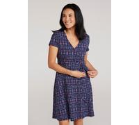 Mountain Warehouse 'Santorini' WoMens Jersey Wrap Dress with Pockets Summer Comfy Outfit Indigo Blue Cotton - Size 6 UK