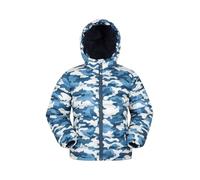 Mountain Warehouse Seasons Fur-Lined Kids Padded Jacket - Lightweight, Warm & Water-resistant Puffer Coat, Boys & Girls - For Autumn Winter, School & Outdoors Blue Kids Size 3-4 Years