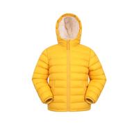 Mountain Warehouse Seasons Fur-Lined Kids Padded Jacket - Lightweight, Warm & Water-resistant Puffer Coat, Boys & Girls - For Autumn Winter, School & Outdoors Mustard Kids Size 5-6 Years