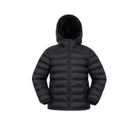 Mountain Warehouse Seasons Fur-Lined Kids Padded Jacket - Lightweight, Warm & Water-resistant Puffer Coat, Boys & Girls - For Autumn Winter, School & Outdoors Black Kids Size 5-6 Years