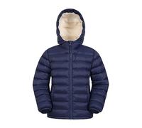 Mountain Warehouse Seasons Fur-Lined Kids Padded Jacket - Lightweight, Warm & Water-resistant Puffer Coat, Boys & Girls - For Autumn Winter, School & Outdoors Navy Kids Size 11-12 Years