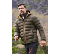 Mountain Warehouse Season Mens Padded Jacket - Water Resistant Puffer Coat, Lightweight, Lab Tested to -30C, Microfibre Filler - Spring Summer, Travelling, Walking Dark Khaki 4XL