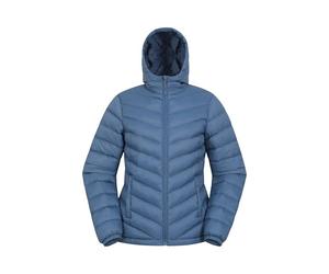 Mountain Warehouse Seasons Womens Padded Jacket - Water Resistant Coat, Puffer Jacket, Front Pockets, Adjustable Elastic Cuffs & Hood - For Spring Summer, Outdoors Blue Women's Size 12