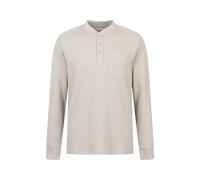 Mountain Warehouse 'Selby' Mens Waffle Henley Tee with Button Fastenings Long Sleeve Top Beige Cotton - Size 3XL