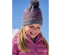 Mountain Warehouse Sequin Kids Fleece Lined Pom Beanie - Grey - Grey - Size: ONE