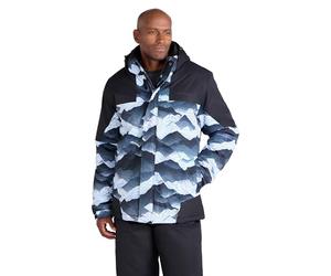 Mountain Warehouse Shadow Mens Printed Ski Jacket - Snowproof, Extra Warmth, Fleece Lined, Adjustable Hem, Cuff & Hood - Ideal Warm Clothing for Holidays Light Grey 2XL
