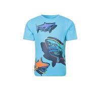 Mountain Warehouse Sharks Kids Tee - UV Protection, Lightweight, Boys & Girls - Summer Beach Days & Outdoors Bright Blue Kids Size 5-6 Years