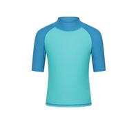 Mountain Warehouse Short Sleeves Kids Rash Vest - UPF50+ Sun Protection Rash Guard, Fast Dry, Flat Seams Childrens Top - for Spring Summer, Swimming Light Teal (Plain) Kids Size 3-4 Years