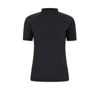 Mountain Warehouse Short Sleeves Womens UV Rash Vest - UPF50+, Ladies Rash Guard, Quick Dry, Flat Seams Top - Spring Summer Swimming, Beach, Under a Wetsuit Jet Black Women's Size 10