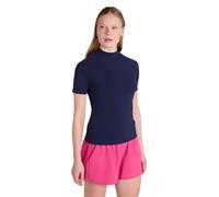 Mountain Warehouse Short Sleeves Womens UV Rash Vest - UPF50+, Ladies Rash Guard, Quick Dry, Flat Seams Top - Spring Summer Swimming, Beach, Under a Wetsuit Dark Blue 12