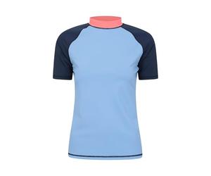 Mountain Warehouse Short Sleeves Womens UV Rash Vest - UPF50+, Ladies Rash Guard, Quick Dry, Flat Seams Top - Spring Summer Swimming, Beach, Under a Wetsuit Pale Blue Women's Size 16