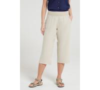 Mountain Warehouse Skye Linen Blend Womens Capri Trousers - Beige - Beige - Size: 6