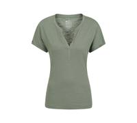 Mountain Warehouse 'Skye' Womens Slub T-Shirt Sun Protection Breathable Summer Tee Khaki - Size 14 UK