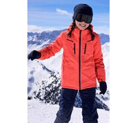 Mountain Warehouse Slalom Kids Extreme Waterproof Ski Jacket - Fleece Lined Padded Coat with Detachable Snowskirt, Boys & Girls - Winter Skiing, Sports, Walking Fiery Coral Kids Size 7-8 Years