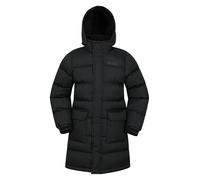 Mountain Warehouse Snow Kids Water Resistant Longline Padded Jacket- Fleece Lined Puffer Coat with Detachable Hood, Boys & Girls - for Winter & Outdoors Black Teen Size 13 Years
