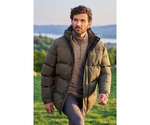 Mountain Warehouse 'Snow' Mens Padded Jacket Water Resistant Adjustable Hood Everyday Rain Coat Forest Green - Size Large