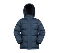 Mountain Warehouse Snow Padded Kids Puffer Jacket - Water Resistant Coat, Fleece Lined Hood, Adjustable Cuffs - For Spring Summer Dark Blue Kids Size 9-10 Years