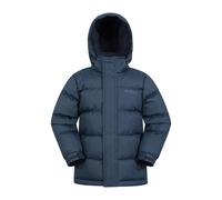 Mountain Warehouse Snow Padded Kids Puffer Jacket - Water Resistant Coat, Fleece Lined Hood, Adjustable Cuffs - For Spring Summer Dark Blue Kids Size 11-12 Years
