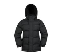 Mountain Warehouse Snow Padded Kids Puffer Jacket - Water Resistant Coat, Fleece Lined Hood, Adjustable Cuffs - For Spring Summer Jet Black Kids Size 11-12 Years