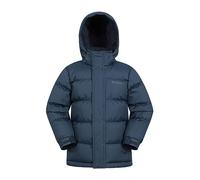 Mountain Warehouse Snow Padded Kids Puffer Jacket - Water Resistant Coat with Fleece Lined Hood, Adjustable Cuffs & Side Pockets - Winter, Travel & Outdoors Dark Blue Kids Size 7-8 Years