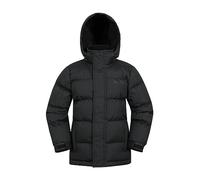 Mountain Warehouse Snow Padded Kids Puffer Jacket - Water Resistant Coat, Fleece Lined Hood, Adjustable Cuffs - Autumn, Winter Jet Black Kids Size 11-12 Years