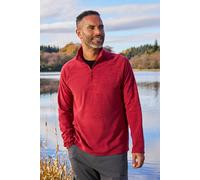 Mountain Warehouse Snowdon Mens Micro Fleece Top - Warm, Breathable, Quick Drying, Zip Collar Fleece Sweater, Soft & Smooth Pullover - For Spring Summer, Travelling, Walking Dark Red S