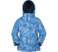 Mountain Warehouse Snowdrop Printed Kids Ski Jacket - Waterproof, Integrated Snowskirt, Detachable Hood, Adjustable Cuffs -Best for Snowboarding, Winter Sports Blue Teen Size 13 Years