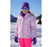 Mountain Warehouse Snowdrop Printed Kids Ski Jacket - Waterproof, Integrated Snowskirt, Detachable Hood, Adjustable Cuffs -Best for Snowboarding, Winter Sports Pale Blue Teen Size 13 Years