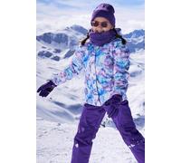 Mountain Warehouse Snowdrop Printed Kids Ski Jacket - Waterproof, Integrated Snowskirt, Detachable Hood, Adjustable Cuffs -Best for Snowboarding, Winter Sports Pale Pink Kids Size 2-3 Years