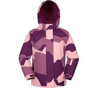 Mountain Warehouse Snowdrop Printed Kids Ski Jacket - Waterproof, Integrated Snowskirt, Detachable Hood, Adjustable Cuffs -Best for Snowboarding, Winter Sports Berry Kids Size 9-10 Years