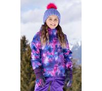 Mountain Warehouse Snowdrop Printed Kids Ski Jacket - Waterproof, Integrated Snowskirt, Detachable Hood, Adjustable Cuffs -Best for Snowboarding, Winter Sports Galaxy Ombre Kids Size 2-3 Years